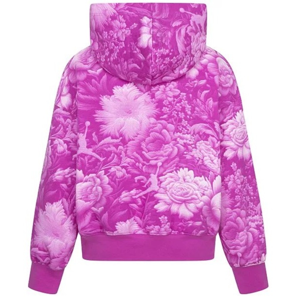 Jordan Girls Brooklyn Essentials Floral-Print Pullover Hoodie Size M 10-12 - Picture 2 of 8